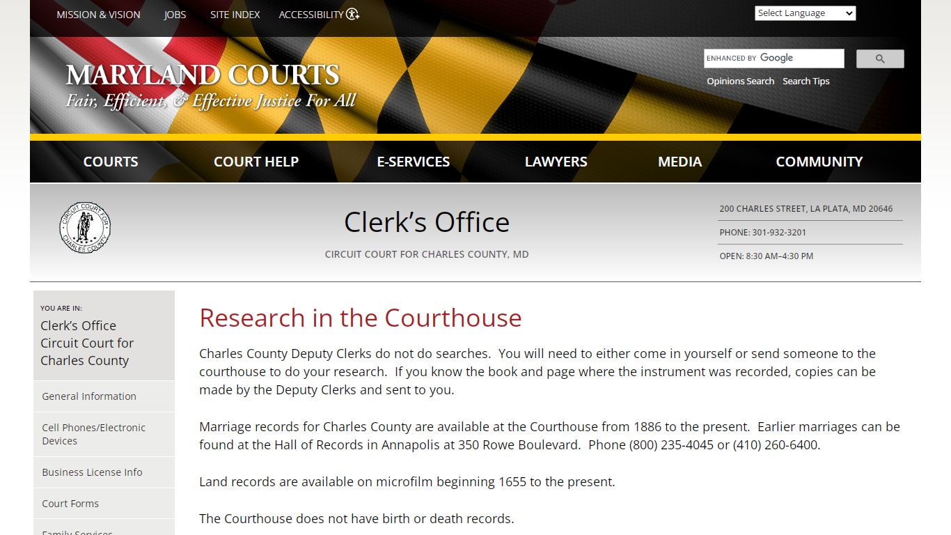 Research in the Courthouse | Maryland Courts